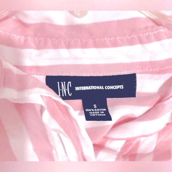 INC International Concepts Stripe pink blouse - Picture 3 of 4